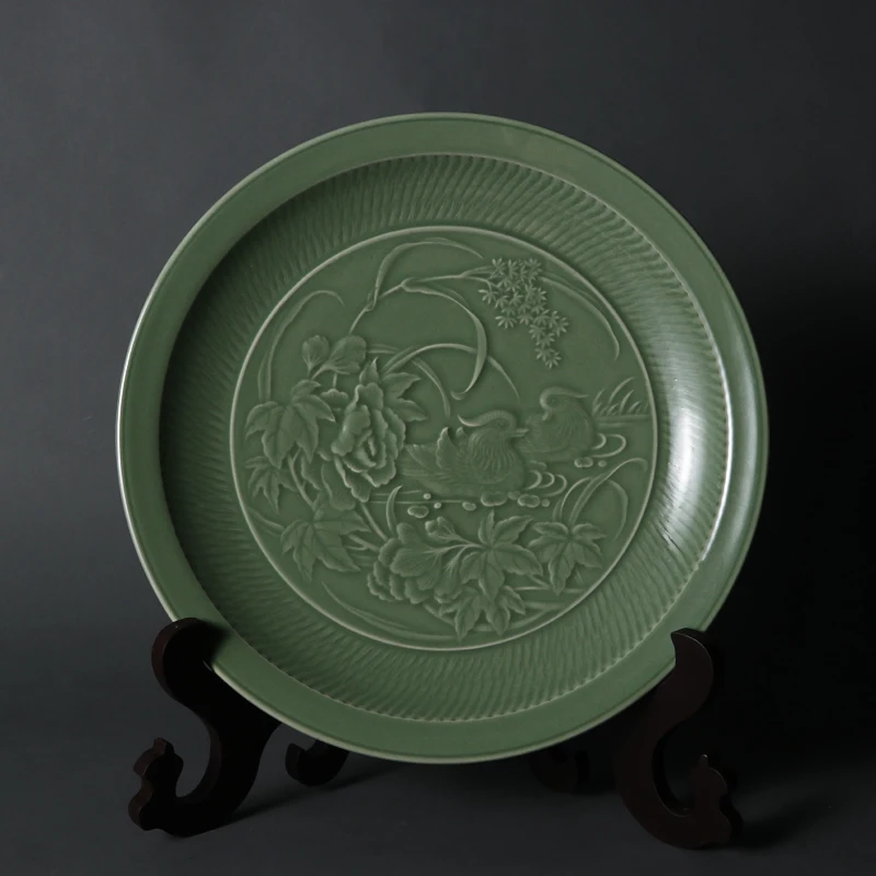 Yue Kiln celadon фарфоровая керамическая большая мандариновая утка декоративные тарелки китайских характеристик китайская чайная чашка для подарков