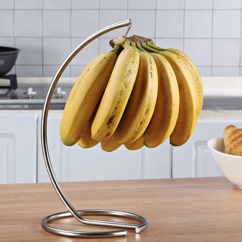 FixtureDisplays White Fruit/Vegetable Hammock with Banana Hanger Metal Basket Rack Display Stand 21072 
