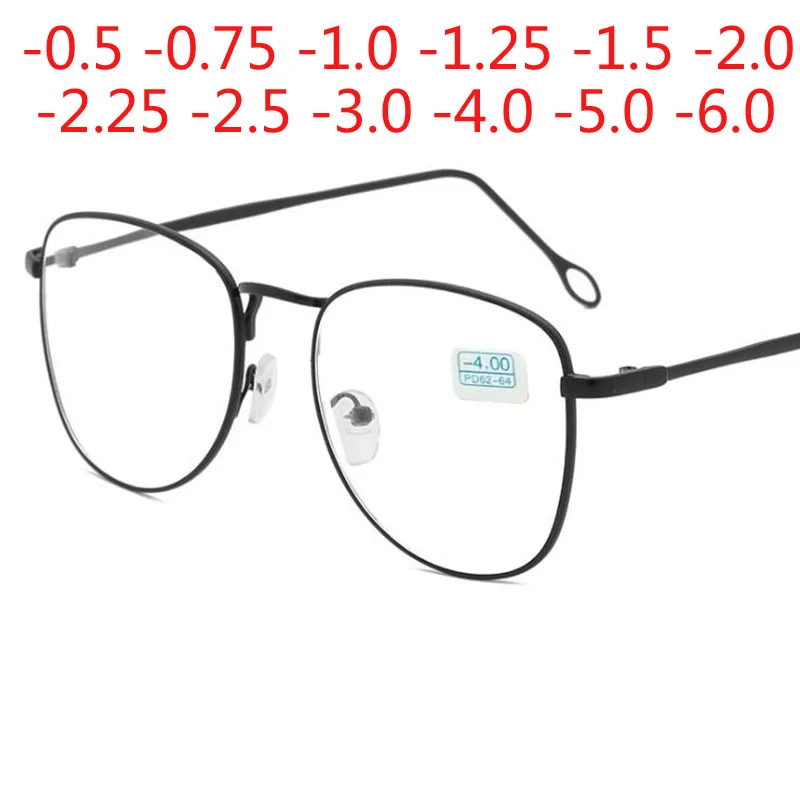 -1 -1.5 -2 -2.5 -3 -3.5 -4 do-6.0 okulary dla osób z krótkowzrocznością kobiety mężczyźni metalowa ramka krótkowzroczne okulary wykonane okulary korekcyjne 1