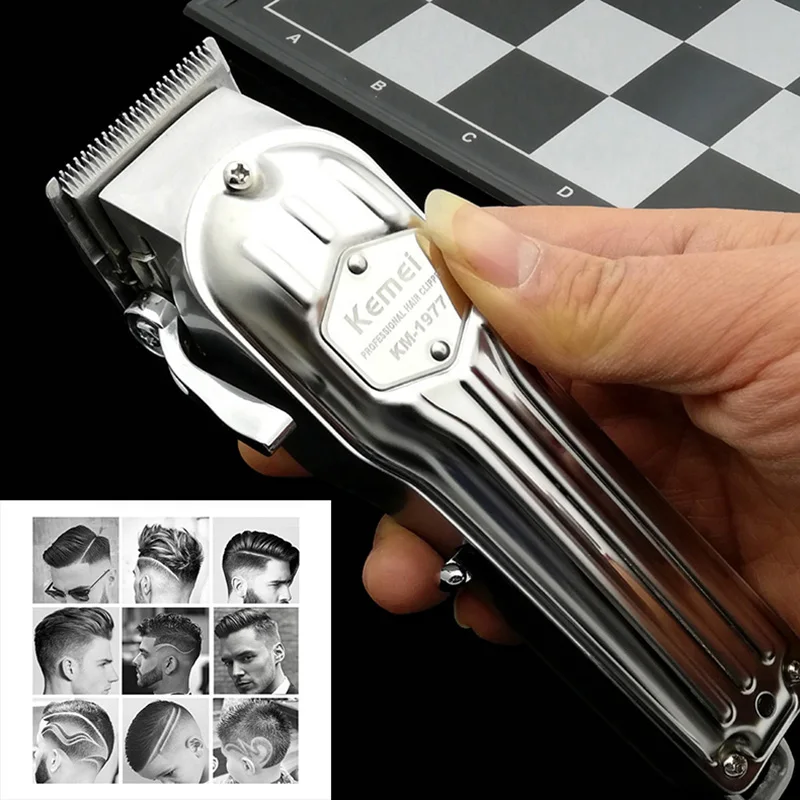 Kemei Professional все Металлическая машинка для стрижки волос Для мужчин, электрическая машинка для стрижки волос, увядает волосы резак стрижка машина Парикмахерская KM-1976 KM-1977