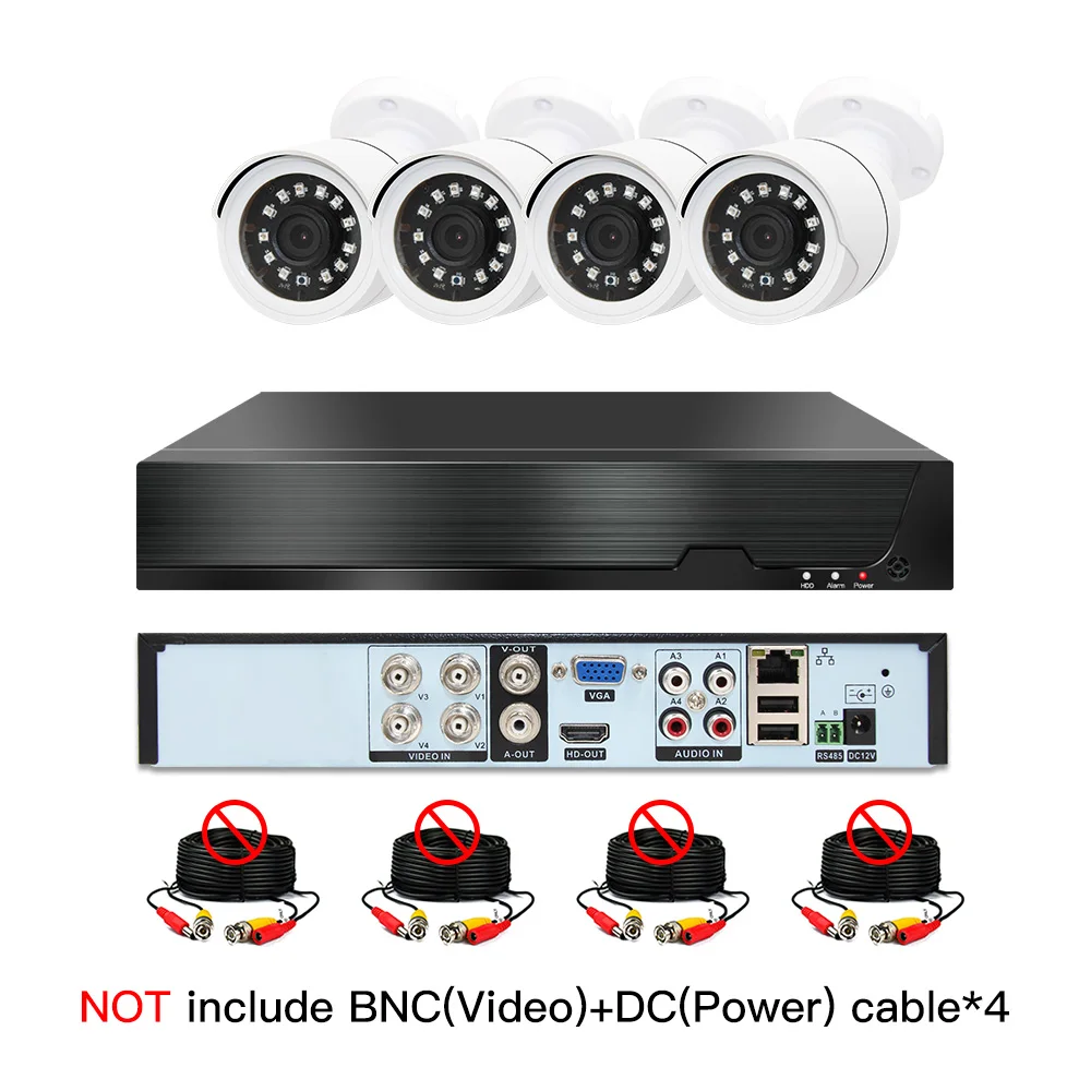 4ch 5MP AHD комплекты CCTV системы видеонаблюдения безопасности Гибридный DVR Открытый bulllet AHD камера видеонаблюдения P2P XMEYE 5MP комплекты - Цвет: without cable