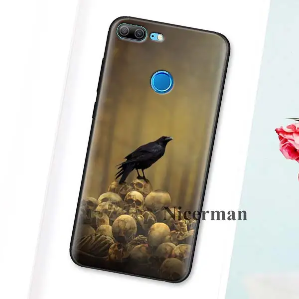 B10 Чехол для huawei Honor 8X 8C 8A 8S 9 10 9X 20i V20 Lite рro Y7 Y6 Y5 Y9 играть наслаждаться 9E 9S известное изображение черепа со Ворон на лунного света - Цвет: B10
