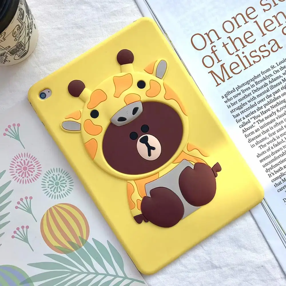 Мягкая силиконовая задняя крышка для iPad mini 1 2 3 7,9 дюймов чехол Модный милый медведь узоры Чехлы для iPad мини защитный чехол+ ручка