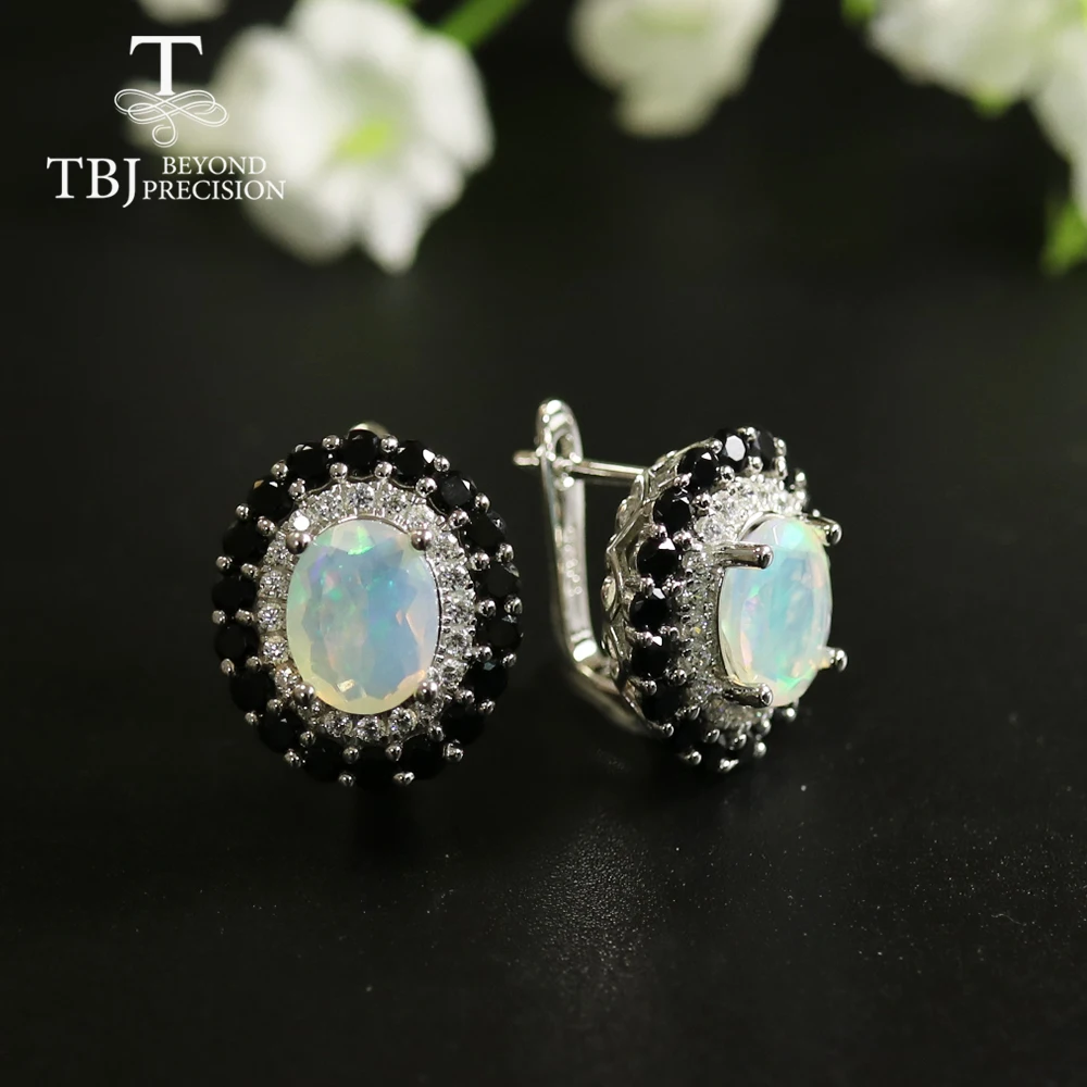 Женские серьги с опалом tbj ювелирные украшения драгоценными камнями диаметром 7