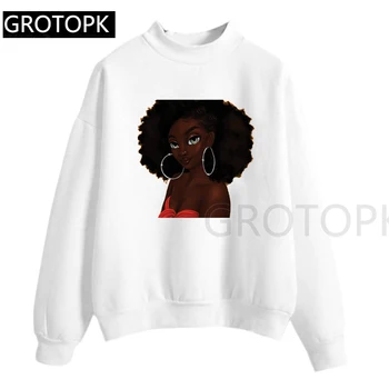 

Print Casual Harajuku Women Black Girl Nubian Sweatershirt Autumn Long Sleeve Casual Round Neck Clothes Top Mode Femme