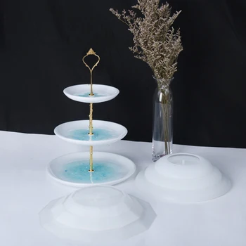 

Hot DIY Crystal Silicone Mold Three-layer Fruit Plate Tea Plate Epoxy Resin Mold Cup pad Mould For Resin Art Home Decoration