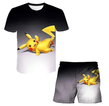 

3D printing Pikachu children's clothing polyester quick-drying short-sleeved summer children's favorite clothing