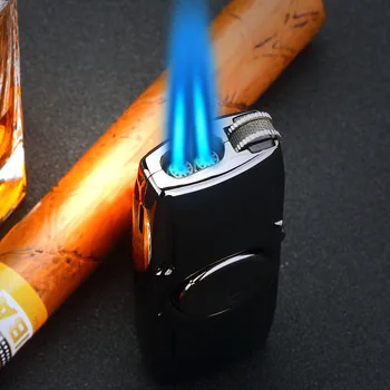 

Double Straight Into The Blue Fmale Fingertip Gyro Lighter Fashion Blue Flame Windproof Rotating Gyro Inflatable Metal Lighter