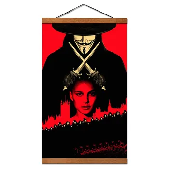 

V for Vendetta Movie Posters Wall Art Scroll Canvas Paintings With Magnetic Solid Wood Home Decoration Ready to Hang
