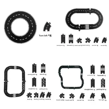 

Rubber Car Highway Splicing Track Kids Play Area Children Racing Bend Rail Track R7RB