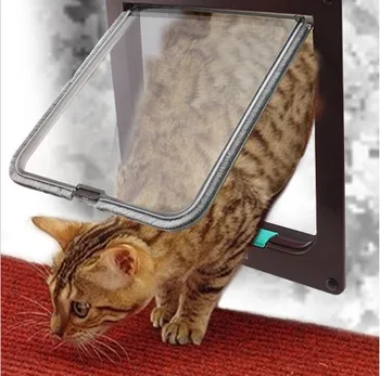 

Lockable Dog Cat Kitten Door Security Flap Door ABS Plastic S/M/L Animal Small Pet Cat Dog Gate Door Pet Supplies