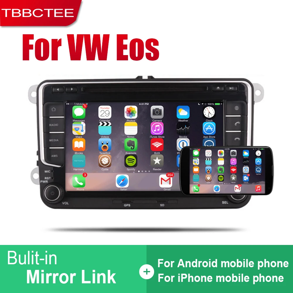 Discount TBBCTEE Android Car Radio Stereo GPS Navigation For Volkwasgen VW Eos 2006~2015 Bluetooth wifi 2din Car Radio Stereo Multimedia 3
