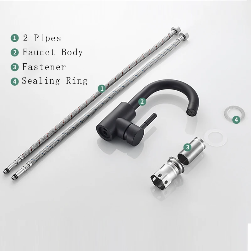 304 Stainless Steel Bathroom Faucet Basin Faucet Hot Cold Water Crane Basin Free Rotatble Spout Taps Black/White/N basin faucet,bathroom faucet,stainless steel faucet
