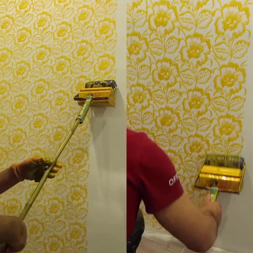 9pcs multifuncional decoración de la pared del rodillo de pintura del hogar herramientas de pintura Cepillo de pintura decorativa para la decoración de la pared del rodillo