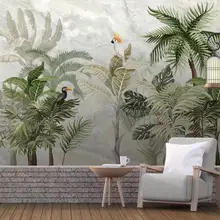 Индивидуальные большие обои настенная живопись Европейский стиль ручная роспись тропический лес пейзаж мраморные Обои для рабочего стола