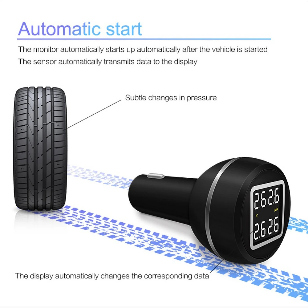 D580 Автомобильная TPMS система контроля давления и температуры в шинах с USB гнездом 4