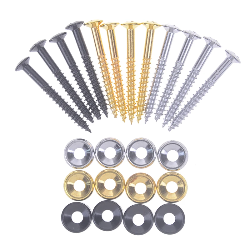 

8 PCS Gold/Black/Silver Electric Guitar Neck Mounting Ferrules/Bushings And Screws Black Guitars Basses Straps Accessories