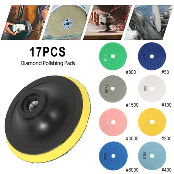 

17pcs 4 inch Diamond Polishing Pad kit 100mm dry/wet polishing pads for granite marble concrete floor Grinding discs