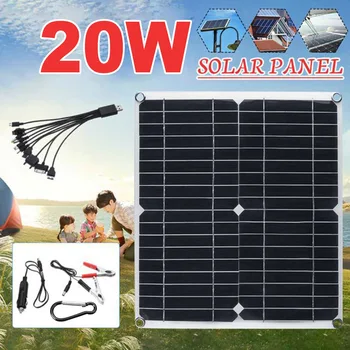 

Solar Panel 20W 18V Power Bank Car Charger Lightweight For RV Boat Double USB Solar Panel