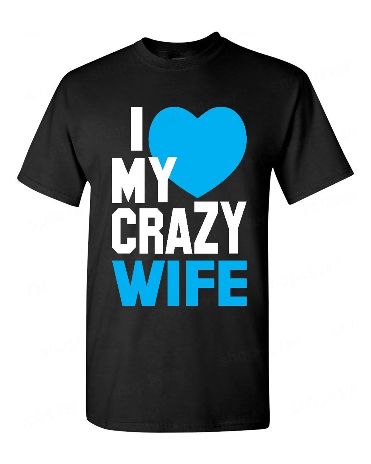 Футболка с надписью I Love My Crazy Wife забавные пары сочетающиеся валентинки открытки