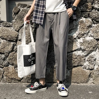 

Men's trousers fall 2019 slim wide-leg haren trousers nine-minute trousers loose casual personality youth men's wear