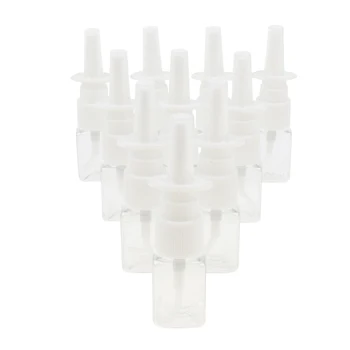 

10Pcs Plastic Empty Refillable Nasal Spray Bottles Fine Mist Vials 10ml, Clear, Transparent Amber Option