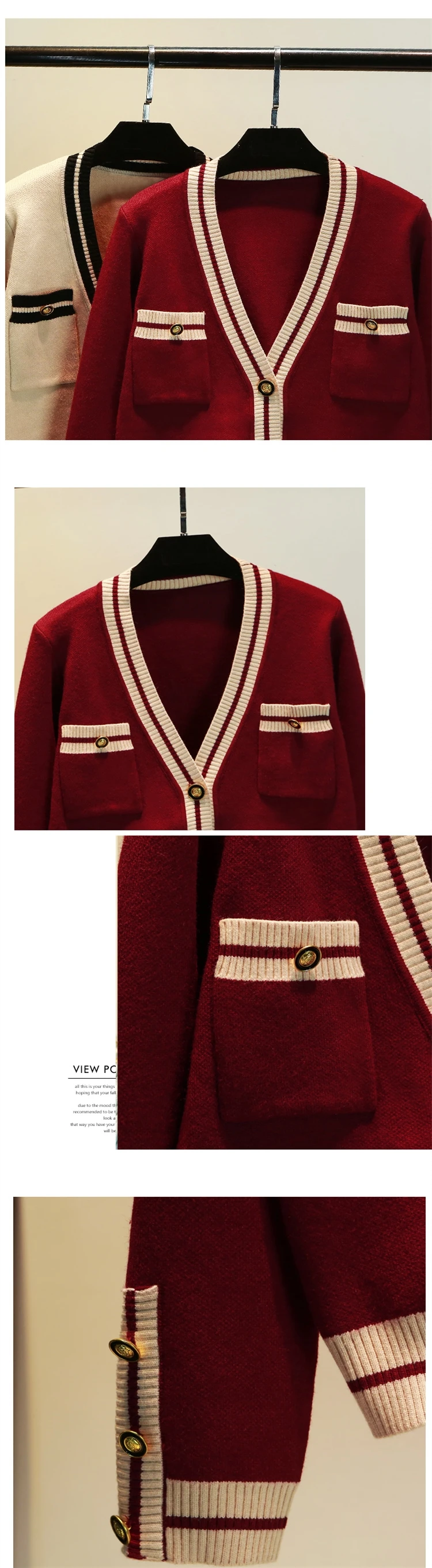 Женский весенний и осенний модный бренд, корейский стиль, винтажный кардиган Ulzzang с v-образным вырезом, вязаные свитера, женские повседневные красные свитера