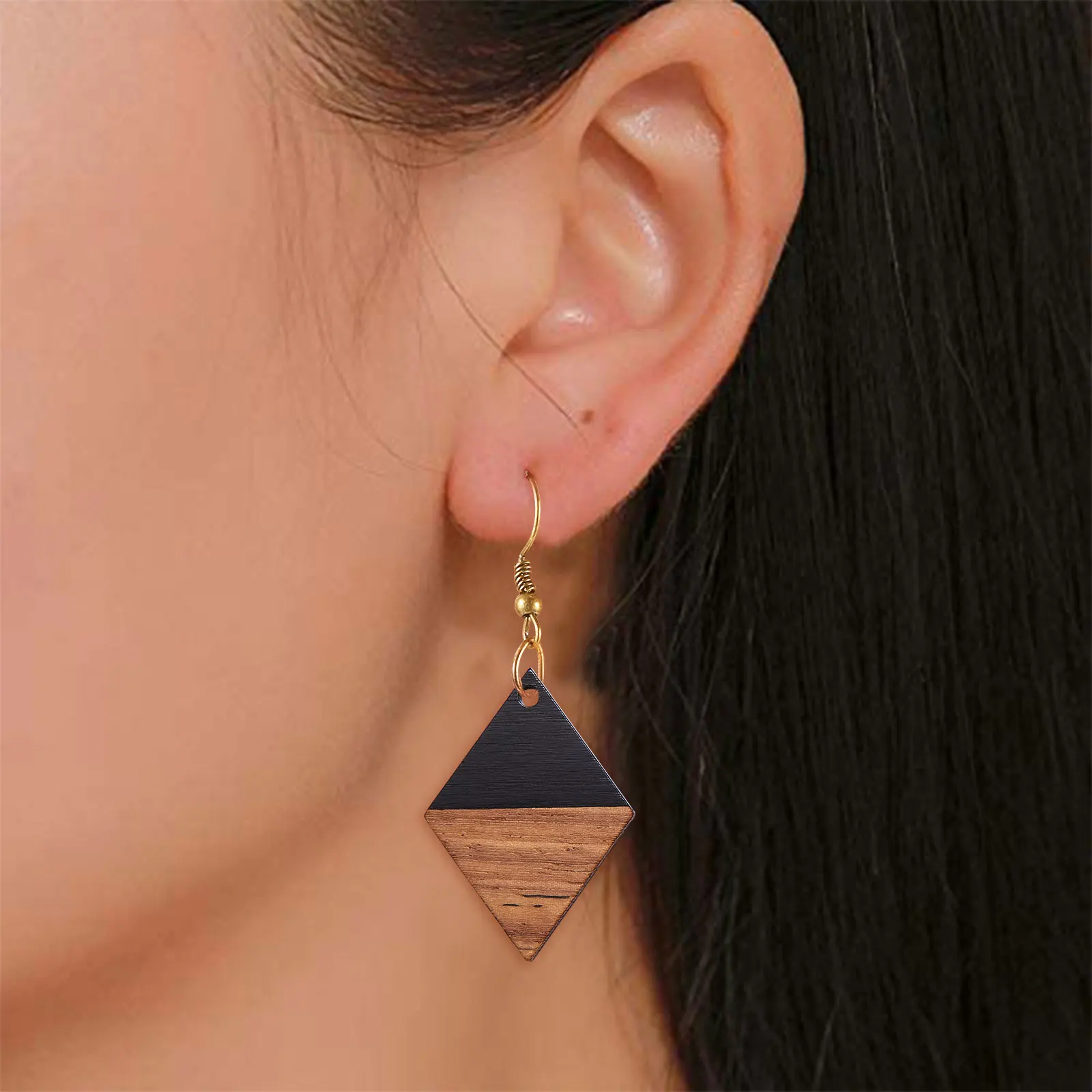 12Pcs Resin Wood Rhombus Charms For DIY Earrings Nekclace Pendant Jewelry Craft Making 34.5x24x3mm