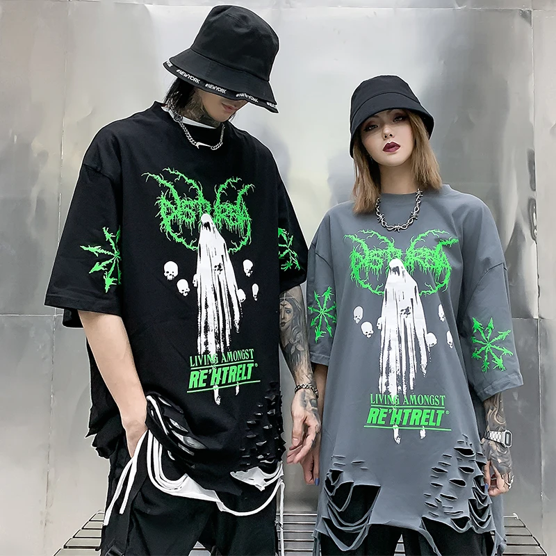 

Aolamegs Men's T Shirt Hip Hop Graffiti Oversize All-match Summer Fashion College Style Baggy Casual Couple Punk Cool Streetwear