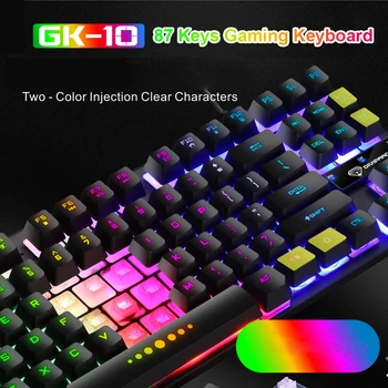 

Mechanical Gaming Keyboard LED Backlit 87 Keys Blue Switch RGB Backlight Gaming Keyboards for Tablet Desktop