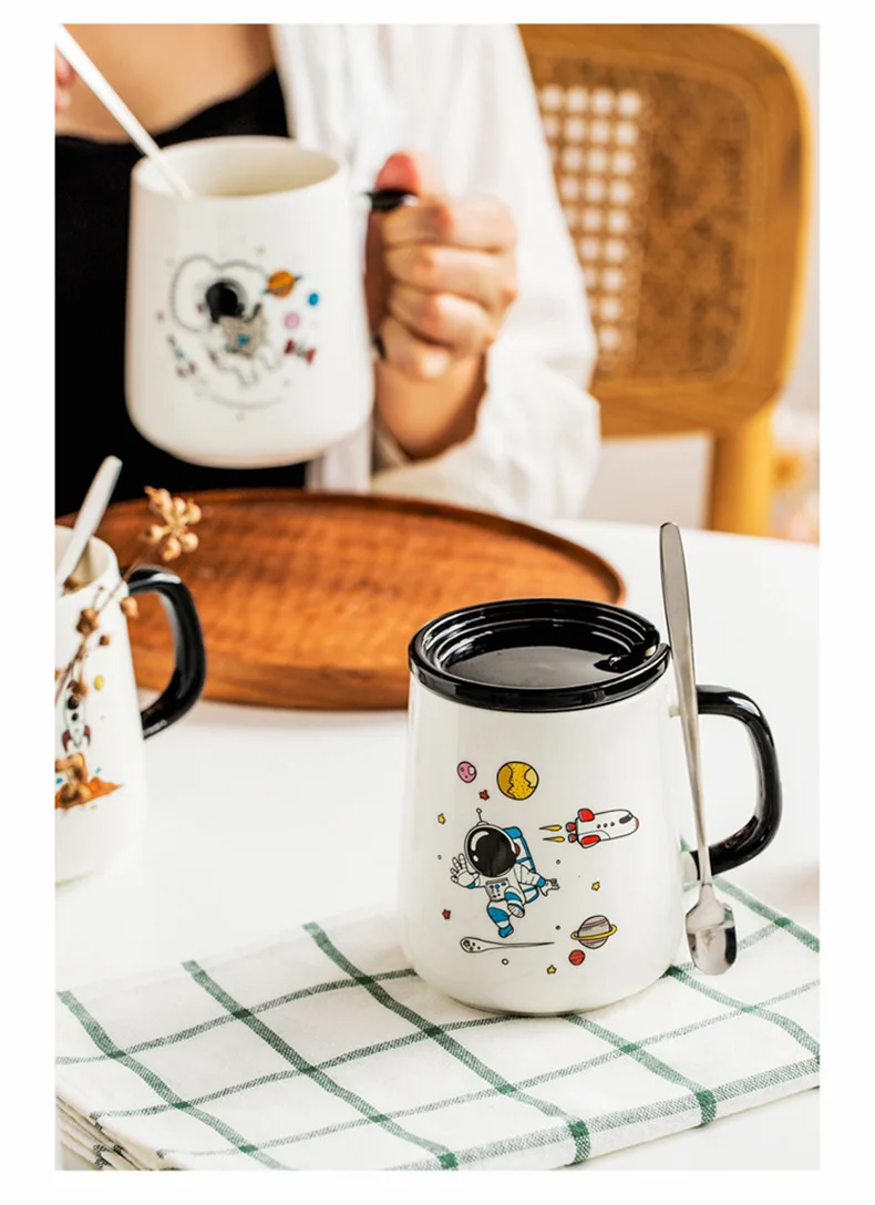 Tasse Citrouille En Céramique Avec Couvercle Avec Cuillère, Tasses à Café, Thé Au Lait, Petit Déjeuner, Poignée Créative, Design, Cadeau, Verres De Cuisine Halloween