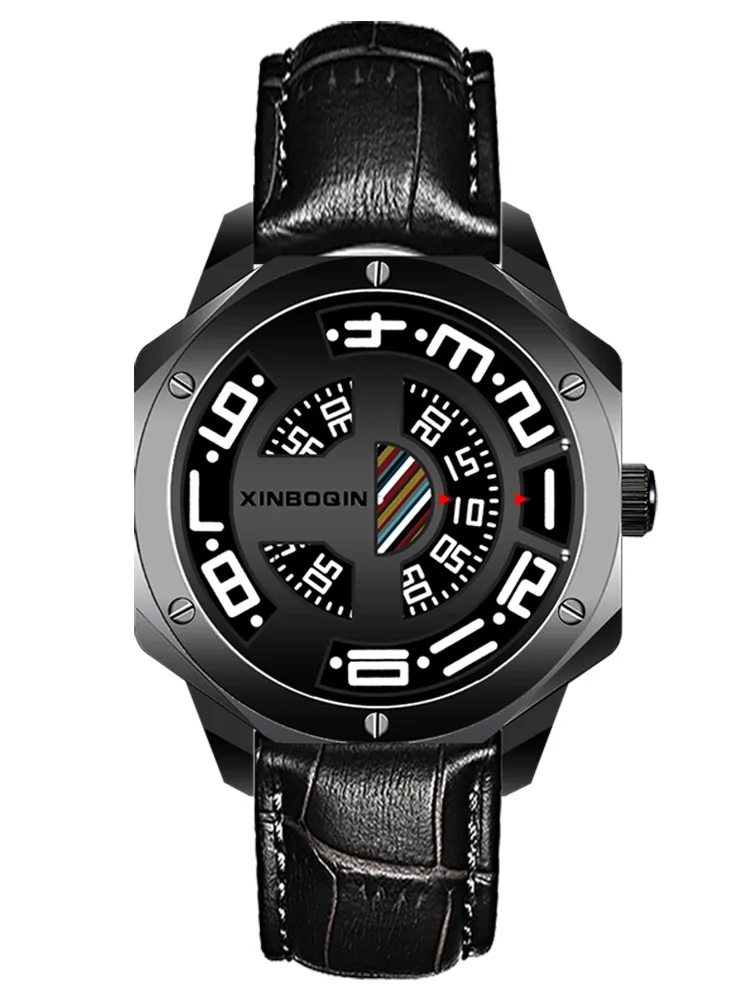 

2019 new luxury mens wristwatches quartz leather man clocks 50m waterproof Creative concept male watches