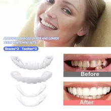 Upper/Lower Fake Tooth Kit Laugh Veneers Teeth Temporary False Teeth Cover Denture Braces Perfect Smile Cosmetic Dental Tool