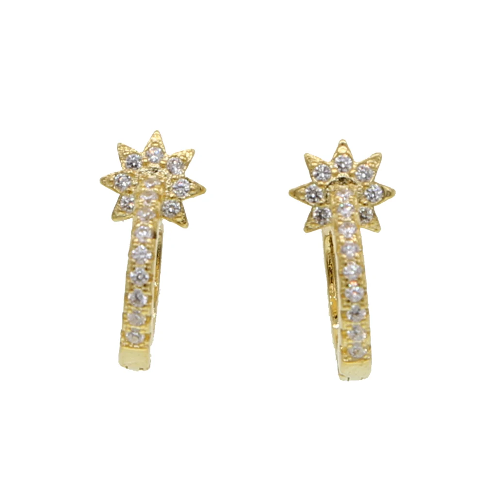 gold color Small Hoop Earrings Cubic Zirconia Cartilage Earring Piercing Ear Cuff Huggie Tiny star Hoops for Women Girl | Украшения и