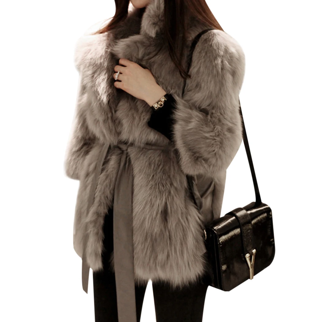 

Faux Fur Fluffy Coat Women Short Furry Fake Fur Winter Outerwear Elegant Autumn Coats Jacket Winter Long Sleeve OL Work Coat Q5
