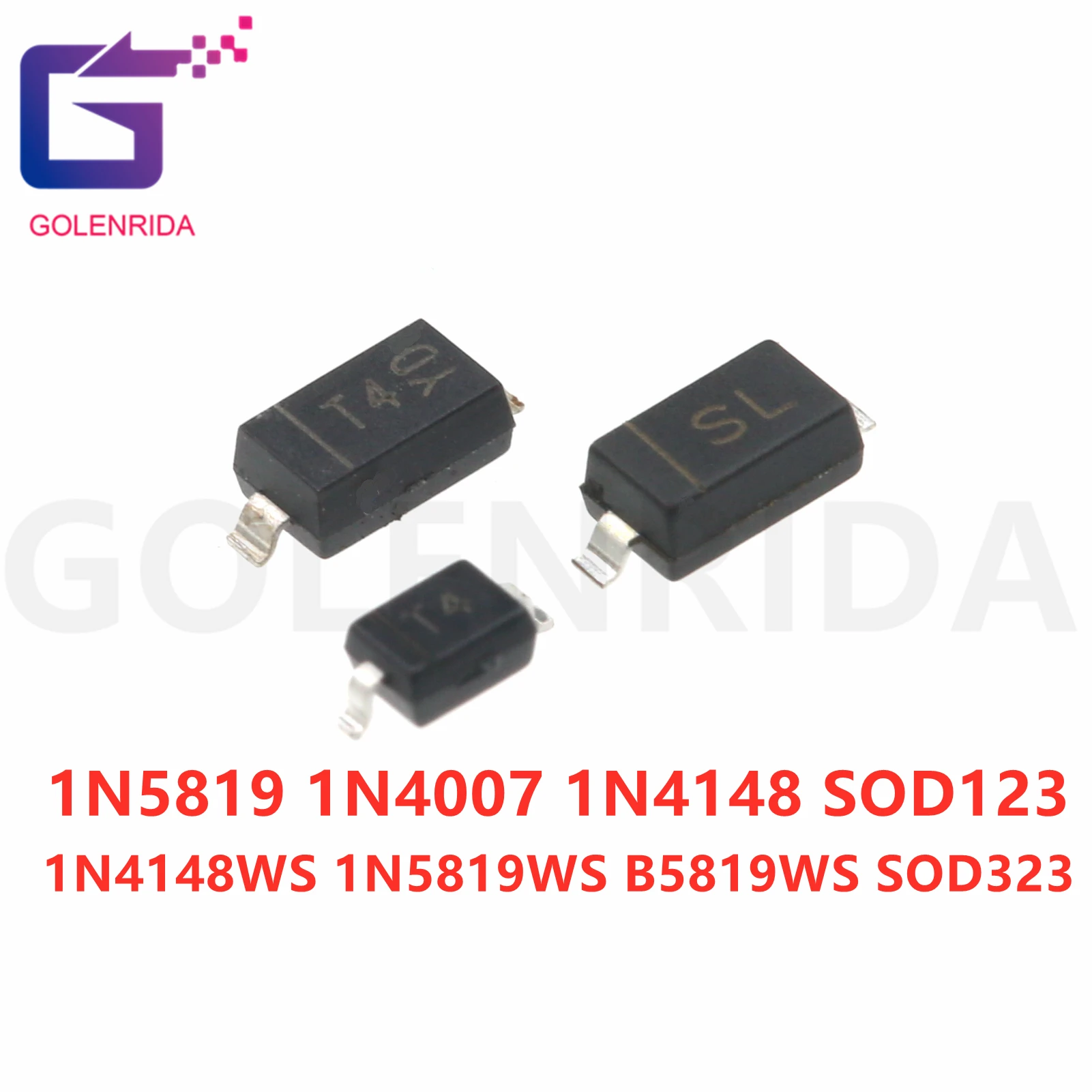 100 шт. SMD diode 0805 SOD-123 1N5819 1N4007 1N4148 SOD123 SOD-323 1206 1N4148WS 1N5819WS B5819WS SOD323 | Электронные