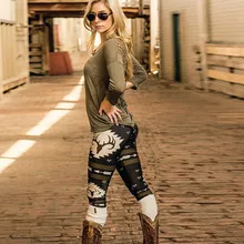 Леггинсы спортивные женские фитнес Полный Хэллоуин лося печать брюки в сеточку женские Высокая талия обтягивающие тянущиеся спортивные Леггинсы#5