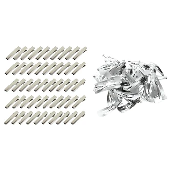 

100 Pcs Silver Hair Clips :50 Snap Hair Clips 40mm Craft Bow & 50 Pcs Mini Crocodile Clips for Hair DIY