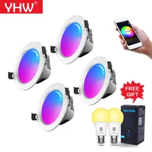 YHW 5W/9W RGB LED Spot Light Smart Downlight Bluetooth Mesh Celling Lamp Color Changing l Warm Cool Light With Alexa Google Home