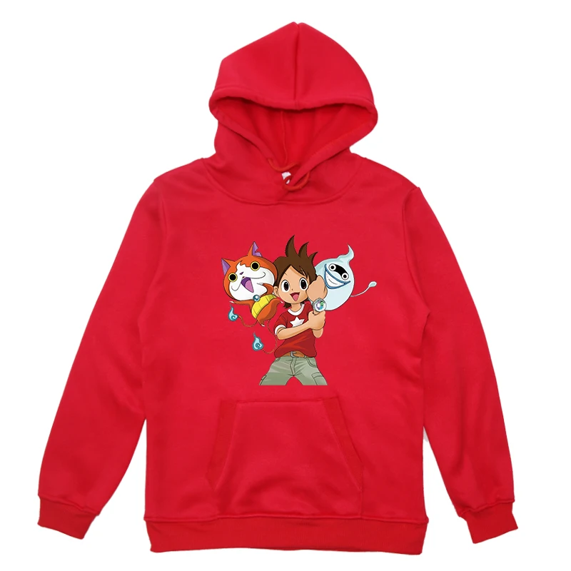 Зеленый Yo Kai watch/Детские толстовки с капюшоном для мальчиков и девочек, свитер, зимняя одежда, хлопковая одежда для маленьких мальчиков с героями мультфильмов - Цвет: Зеленый