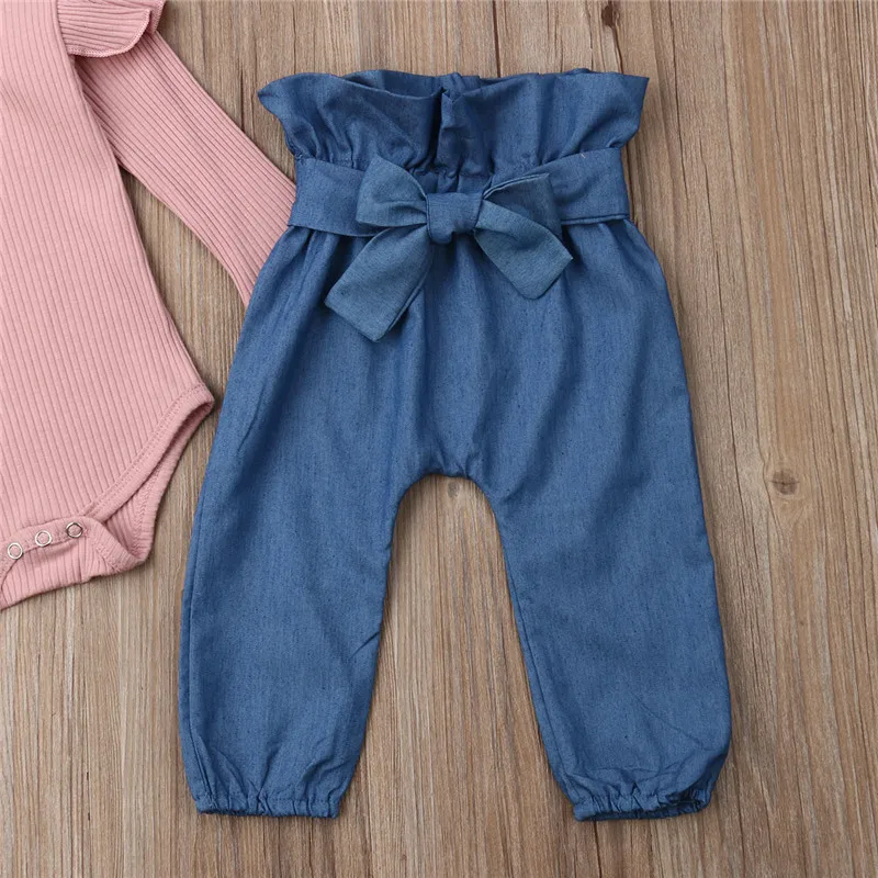 Комплект одежды для новорожденных девочек 0-24 мес., верхний комбинезон с длинными рукавами и штаны, элегантный милый наряд, уличная одежда
