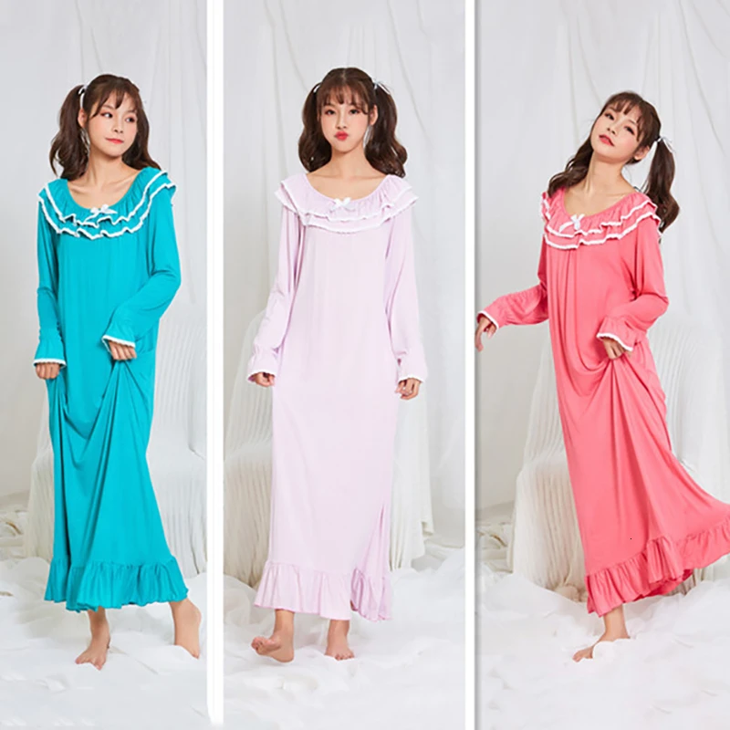 Новые Осенние модальные Sleepdress для женщин хлопковая футболка с длинными рукавами