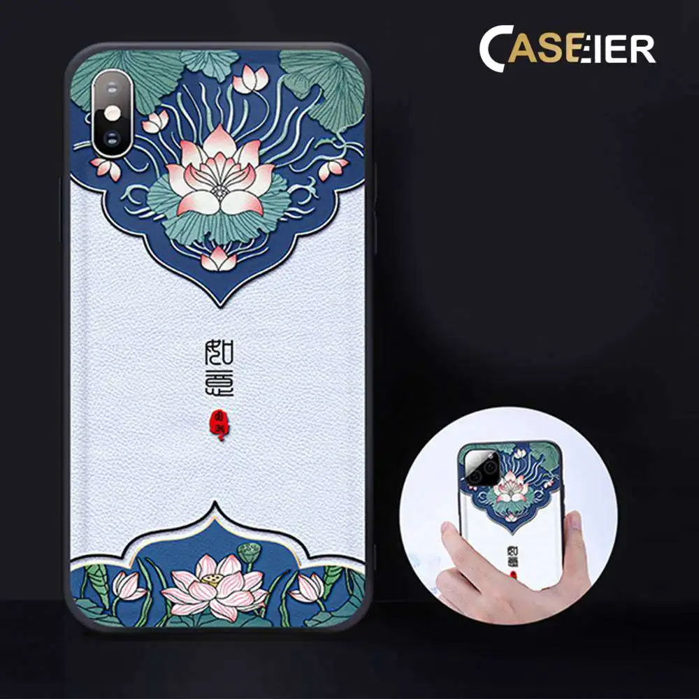 CASEIER Relief Case For iphone 11 Pro Max 7 XR XS Chinese style Dermatoglyph Phone Cover X 8 plus Cases | Мобильные телефоны и