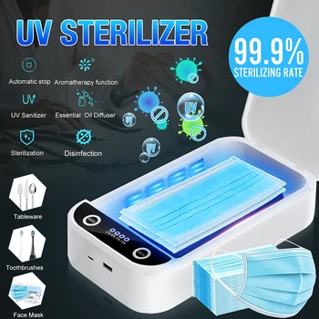 

5V UV Phone Sterilizer Box Jewelry Cleaner Personal Sanitizer Disinfection Cabinet with Aroma Esterilizador Portable For Masks