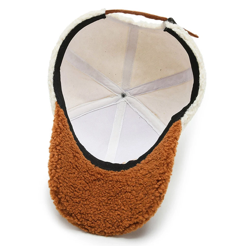 Casquette De Baseball D'hiver En Peluche D'agneau | Unisexe Femme Homme | Bonnet Chaud Réglable Pour Ski, Sport, Plein Air