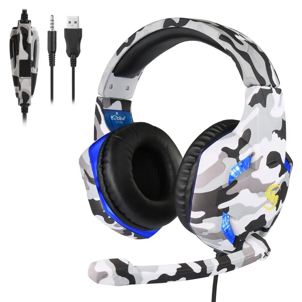 T 176 Professional Gaming Headphones for Computer PS4 Adjustable Bass Stereo PC Gamer Over Ear Wired Headset With Mic Gifts