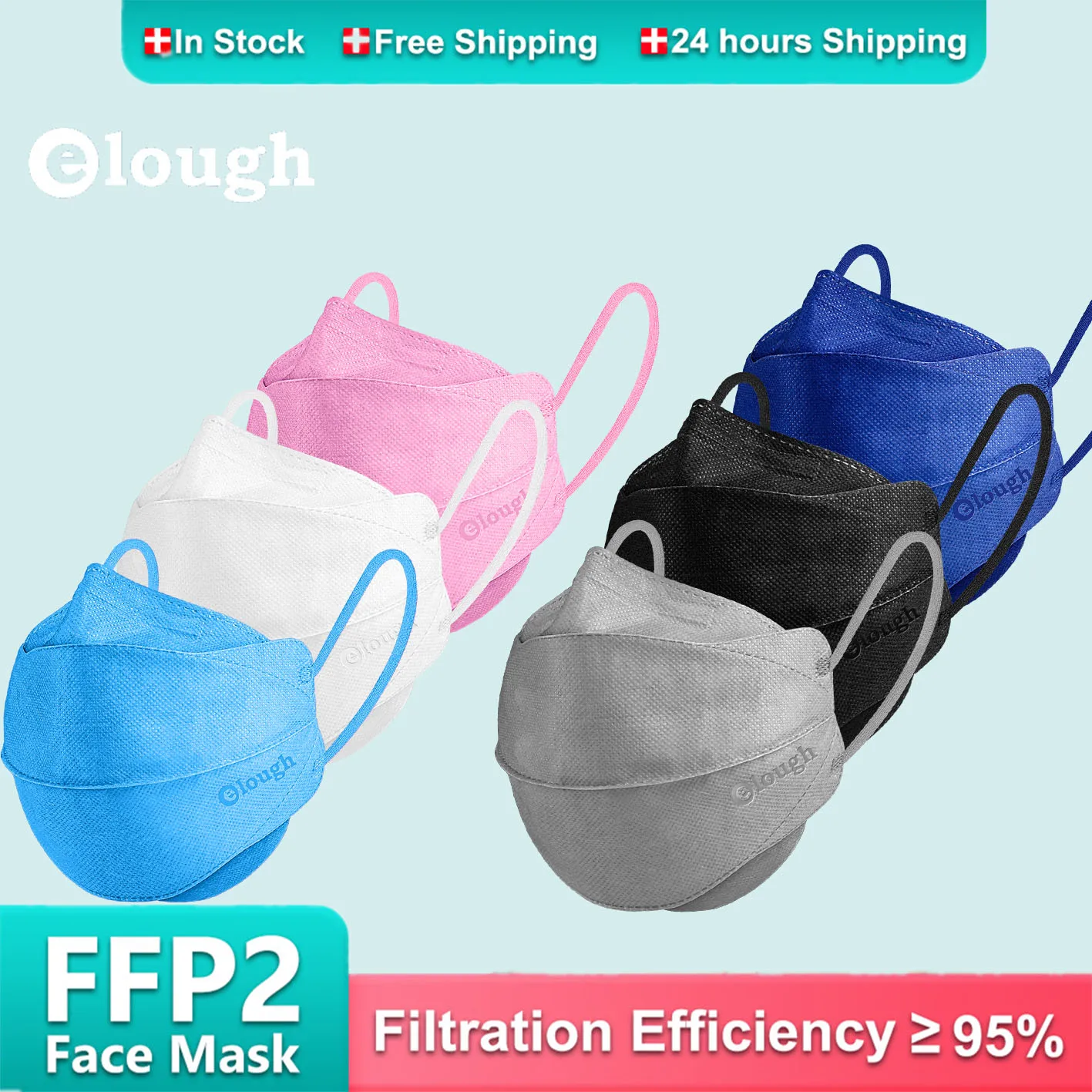 Elough 4D kn95 маска для лица с рыбками взрослых ffp2mask 4-слойная дышащая ffp2 детей