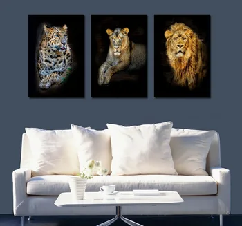 

Ferocious Wild Animals Lion Tiger Leopard Home Decoration Canvas Painting Wall Art Cuadros Decoracion Salon Animal Print Man