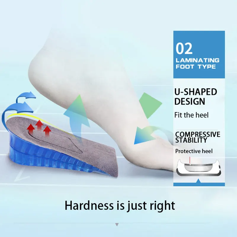 Стельки для увеличения роста для мужчин/женщин, гелевые стельки, силиконовые половинные стельки для ног, износостойкая обувь, невидимая подошва для обуви