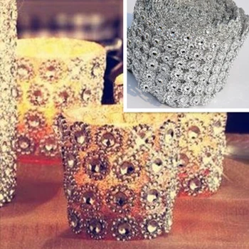 

Imitation Flower Diamond Roll Mesh Ribbon 6 Rows Wedding Party Decor DIY For Girls' Clothes And Chairs Useful